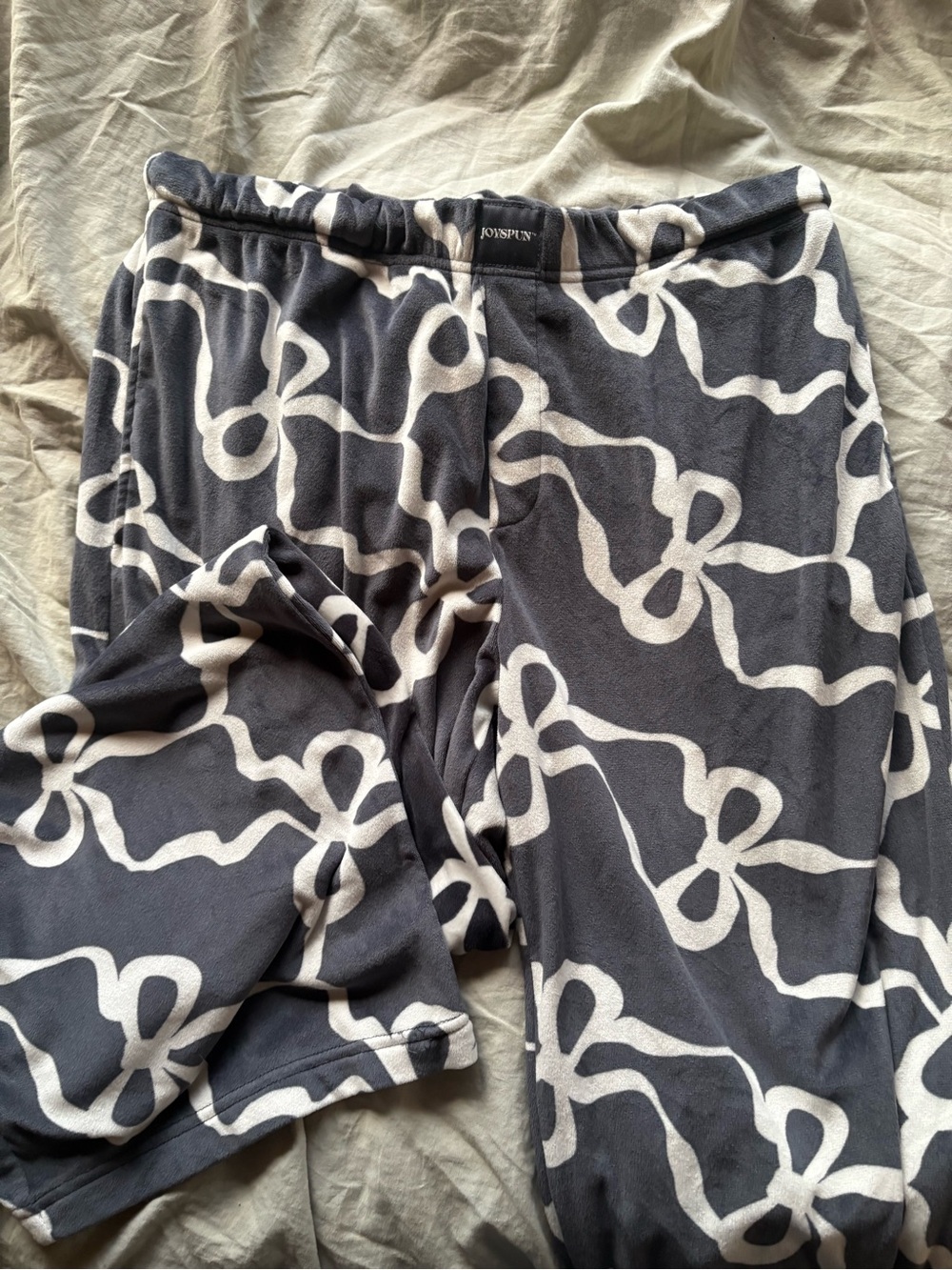 Joyspun Women's Black & Cream Bow-Print Pajama Pants